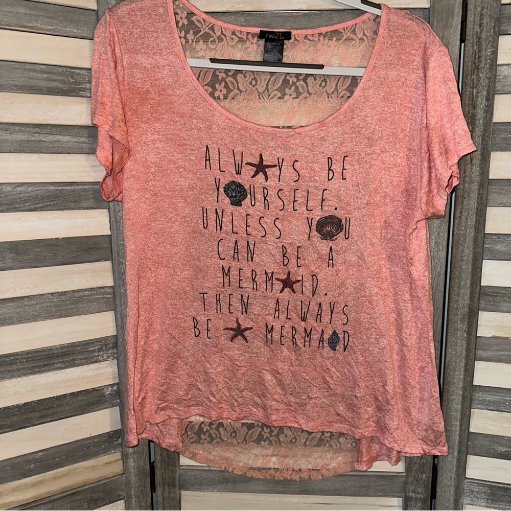 Rue 21 Mermaid Lace Hi Low Top XL